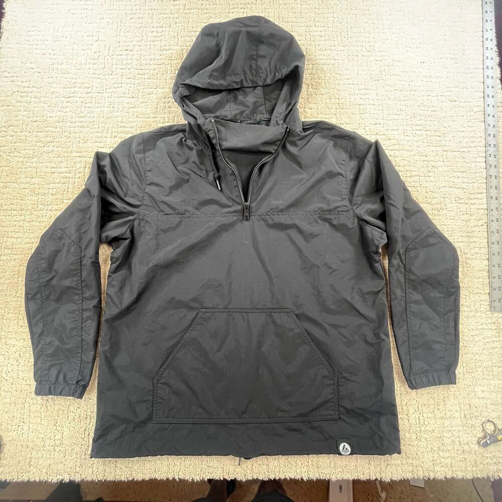American Giant Black Nylon Pullover Anorak Hooded Jacket XL Made in USA